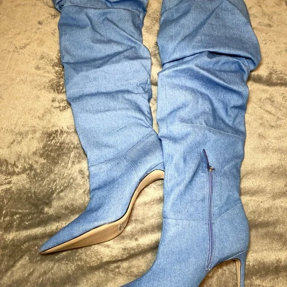 Thigh high scrunched denim boots! (NO TRADES) - Picture 3 of 6